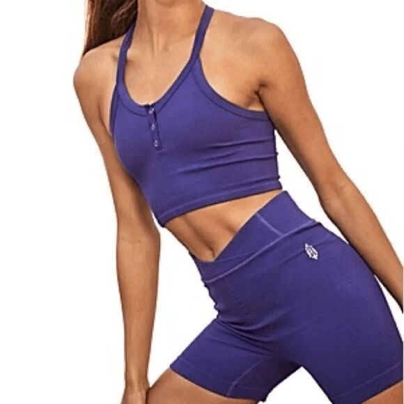 Free People Movement Lightweight Stretch High Rise Ribbed Throw Shorts Size S/P - Picture 1 of 5